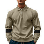Cozyzlife Men's Long Sleeve Lapel Polo Shirt Loose Casual Sports Top Fall Wear
