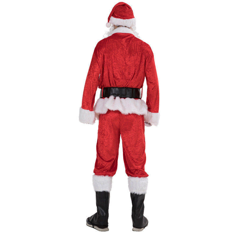 Cozyzlife Plus Size Santa Claus Costume Men Women Adult Red Christmas Cosplay