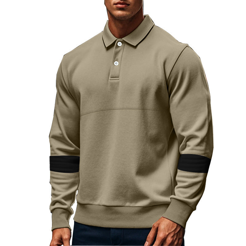 Cozyzlife Men's Long Sleeve Lapel Polo Shirt Loose Casual Sports Top Fall Wear