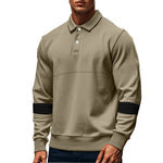 Cozyzlife Men's Long Sleeve Lapel Polo Shirt Loose Casual Sports Top Fall Wear