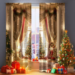 Cozyzlife 2PCs 3D Christmas Curtains Digital Printed Polyester High Sunshade