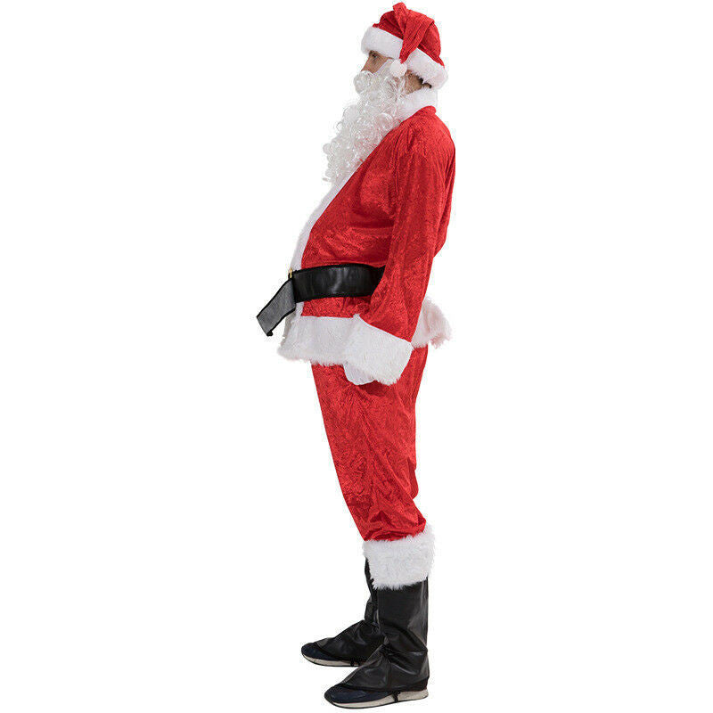 Cozyzlife Plus Size Santa Claus Costume Men Women Adult Red Christmas Cosplay