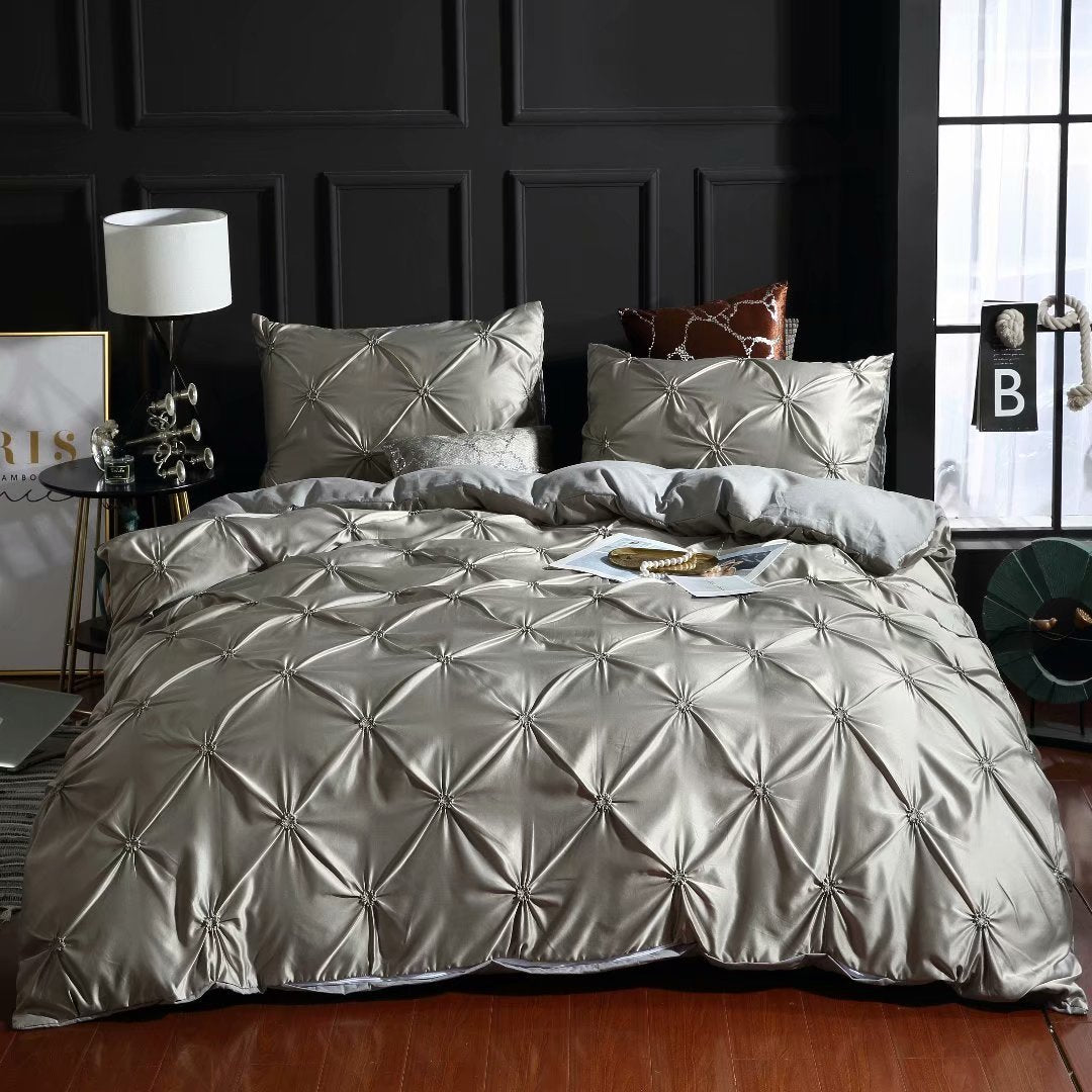 Cozyzlife 3-Piece Double Imitation Silk Luxury Satin Bedding Set Polyester