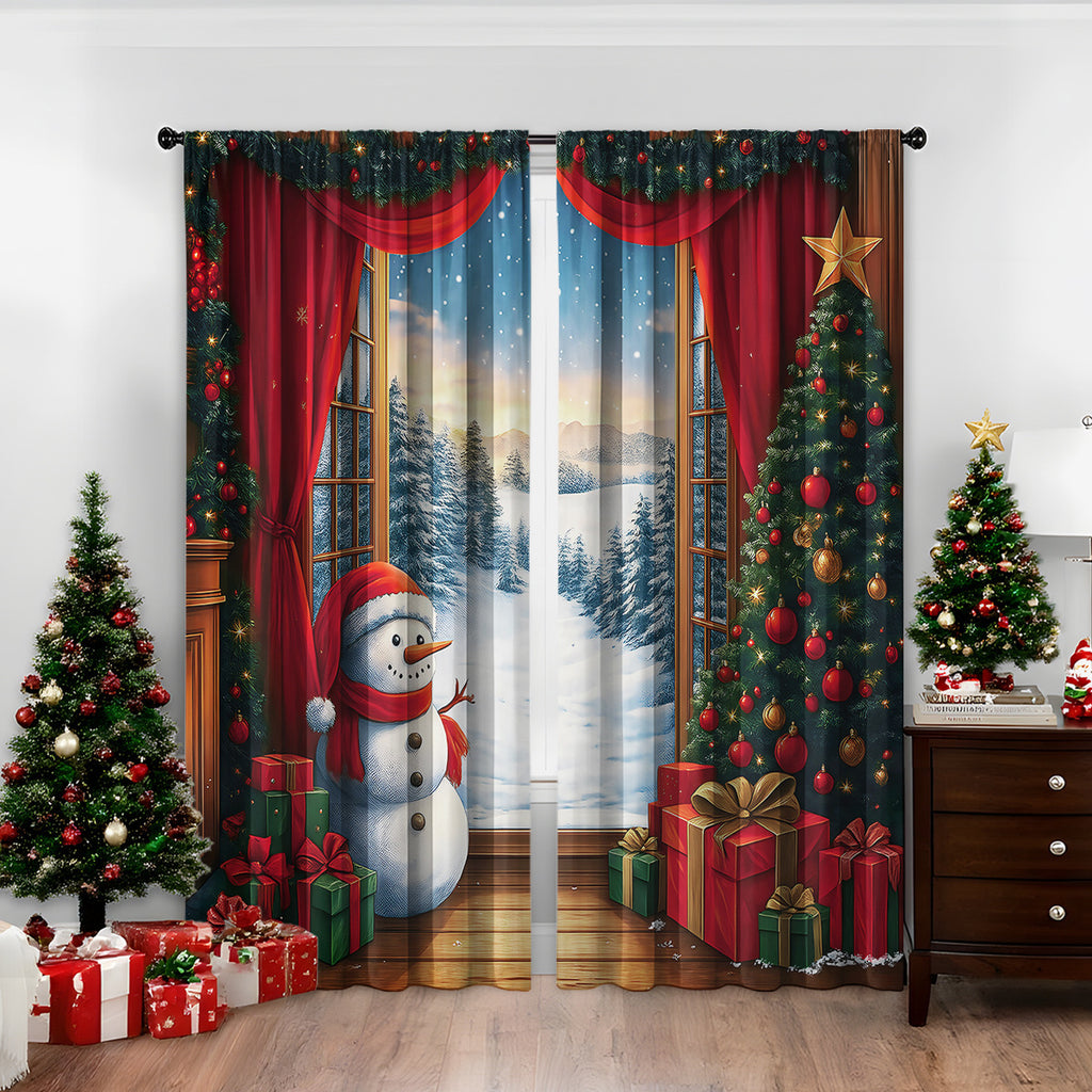 Cozyzlife 3D Digital Printed Christmas Curtains High Sunshade Polyester Set