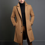 Cozyzlife Men's Mid-Length Trench Coat Slim Fit Single-Breasted Winter Jacket