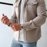 Cozyzlife Men's Youth Casual Brushed Cotton Long Sleeve Winter Slim Fit Shirt