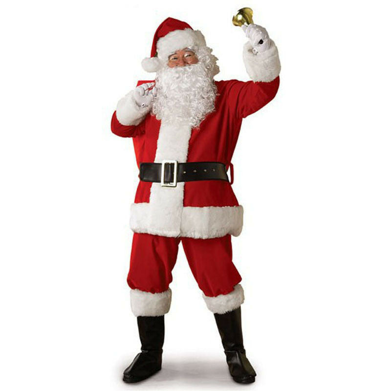 Cozyzlife Plus Size Santa Claus Costume Men Women Adult Red Christmas Cosplay