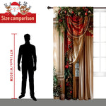 Cozyzlife 2PCs 3D Christmas Curtains Digital Printed Polyester High Sunshade