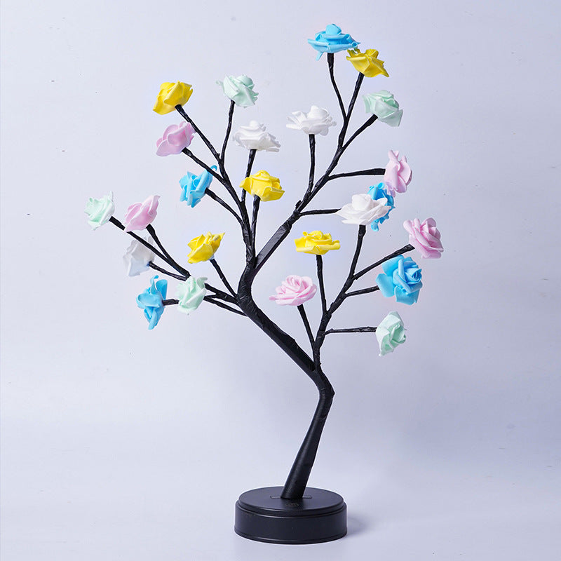 cozyzlife Romantic Rose Flower Tree Table Lamp USB Fairy Light for Home & Gifts