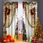 Cozyzlife 2PCs 3D Christmas Curtains Digital Printed Polyester High Sunshade