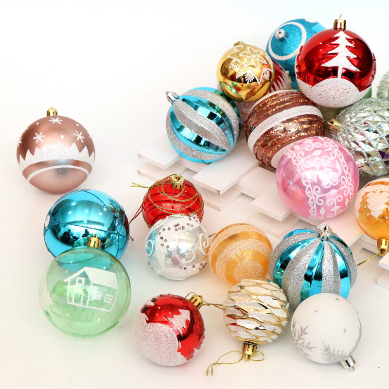 Cozyzlife 6cm Christmas Balls Hand Painted PVC Shatterproof Tree Ornaments Set
