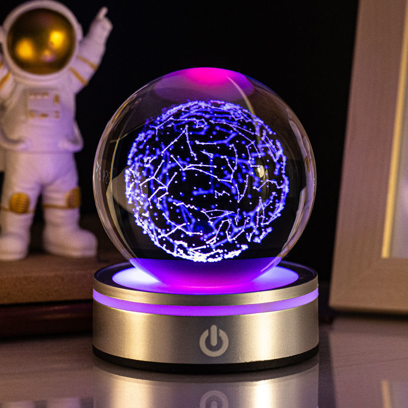 Cozyzlife 3D Inner Carving Luminous Crystal Ball Colorful Gradient Night Lamp