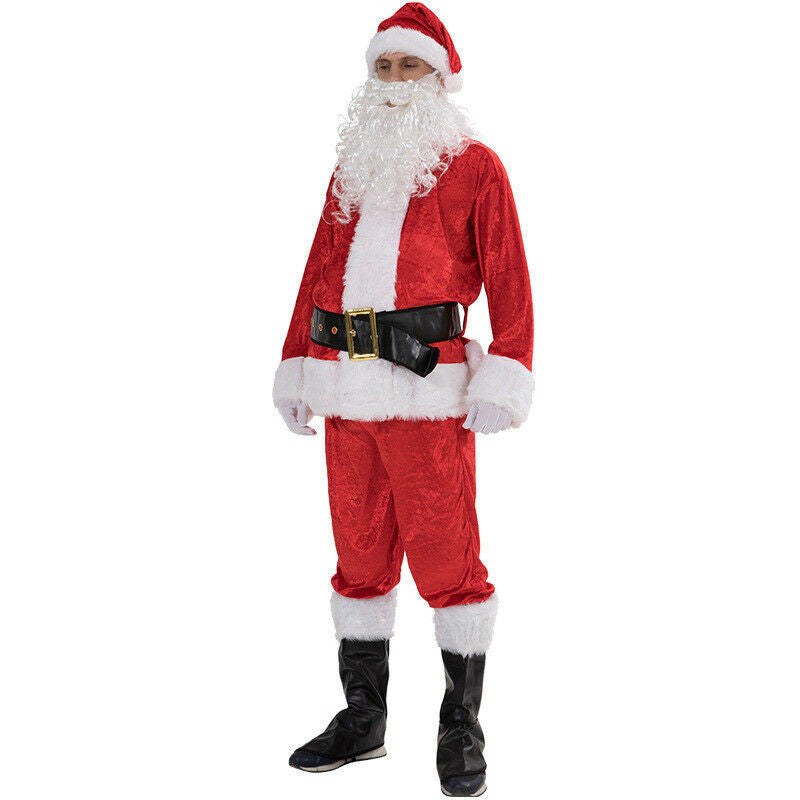 Cozyzlife Plus Size Santa Claus Costume Men Women Adult Red Christmas Cosplay