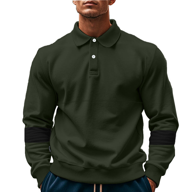Cozyzlife Men's Long Sleeve Lapel Polo Shirt Loose Casual Sports Top Fall Wear
