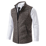 Cozyzlife Men's Stand Collar Knitted Cardigan Coat Wool Lined Sleeveless Jacket