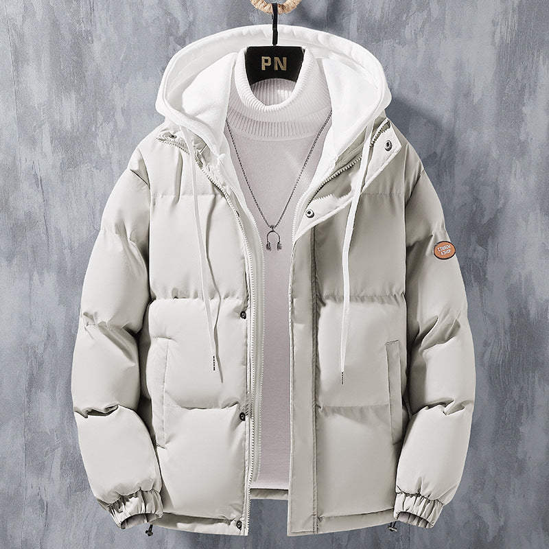 Cozyzlife Men’s Winter Hooded Jacket Windproof Thick Cotton Two-Piece Coat