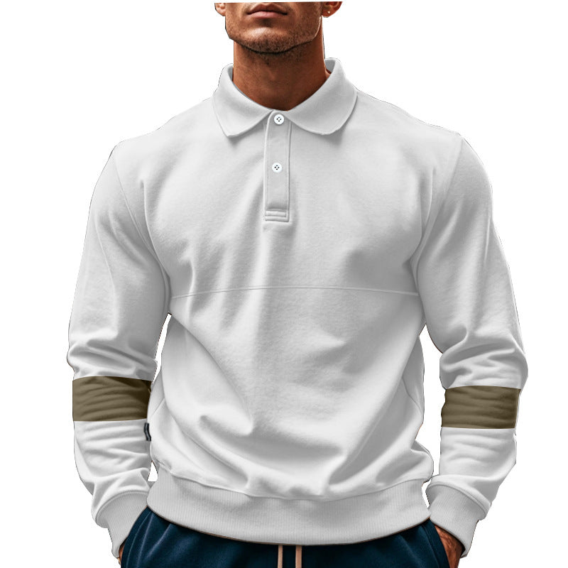 Cozyzlife Men's Long Sleeve Lapel Polo Shirt Loose Casual Sports Top Fall Wear