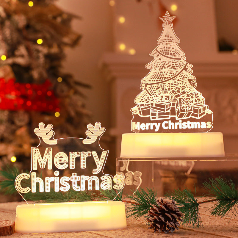 Cozyzlife 3D Christmas Acrylic LED Night Light Lamp Decoration Kids Gift New Year