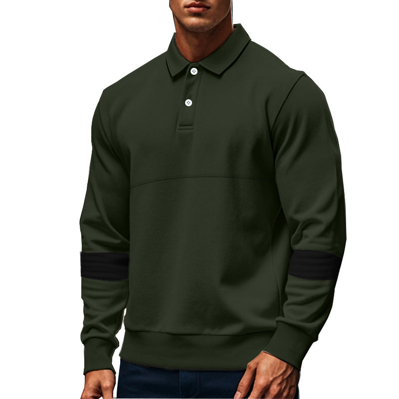 Cozyzlife Men's Long Sleeve Lapel Polo Shirt Loose Casual Sports Top Fall Wear