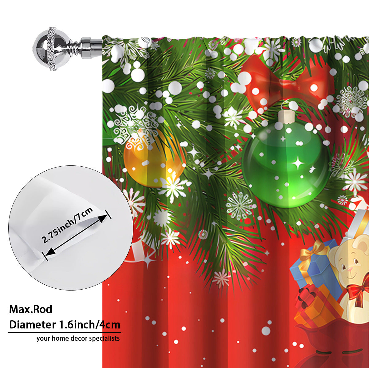 Cozyzlife 3D Digital Printed Christmas Curtains High Sunshade Polyester Set