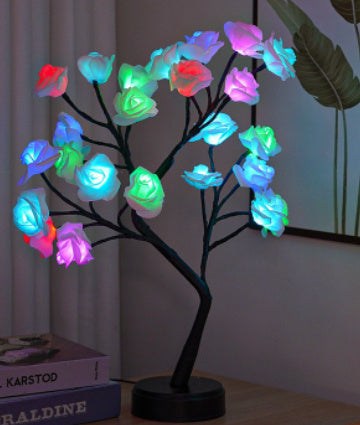 cozyzlife Romantic Rose Flower Tree Table Lamp USB Fairy Light for Home & Gifts