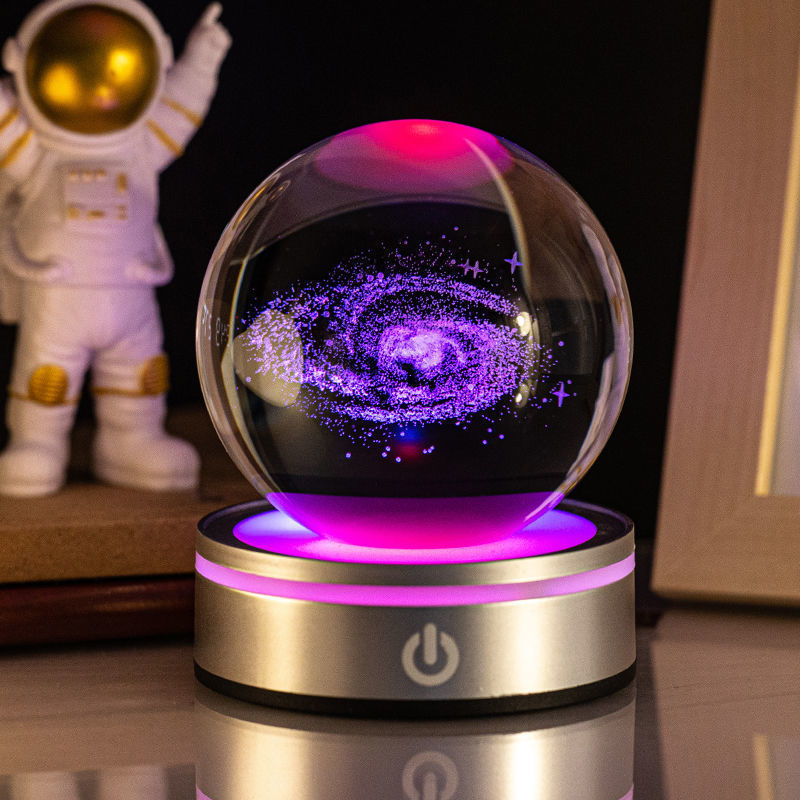 Cozyzlife 3D Inner Carving Luminous Crystal Ball Colorful Gradient Night Lamp