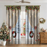 Cozyzlife 3D Digital Printed Christmas Curtains High Sunshade Polyester Set